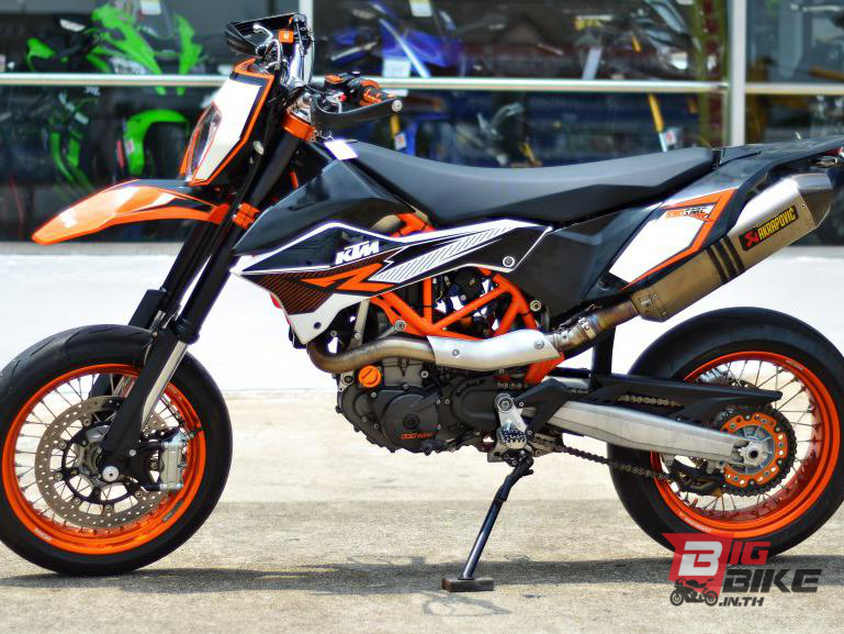 Levier De Frein Et D'embrayage Pliants Pour KTM 690 SMC-R 2012 – Gravure Laser, Marque JAYBEE, Couleur Orange/noir