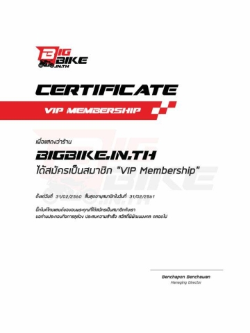Certificate Bigbike Thailand